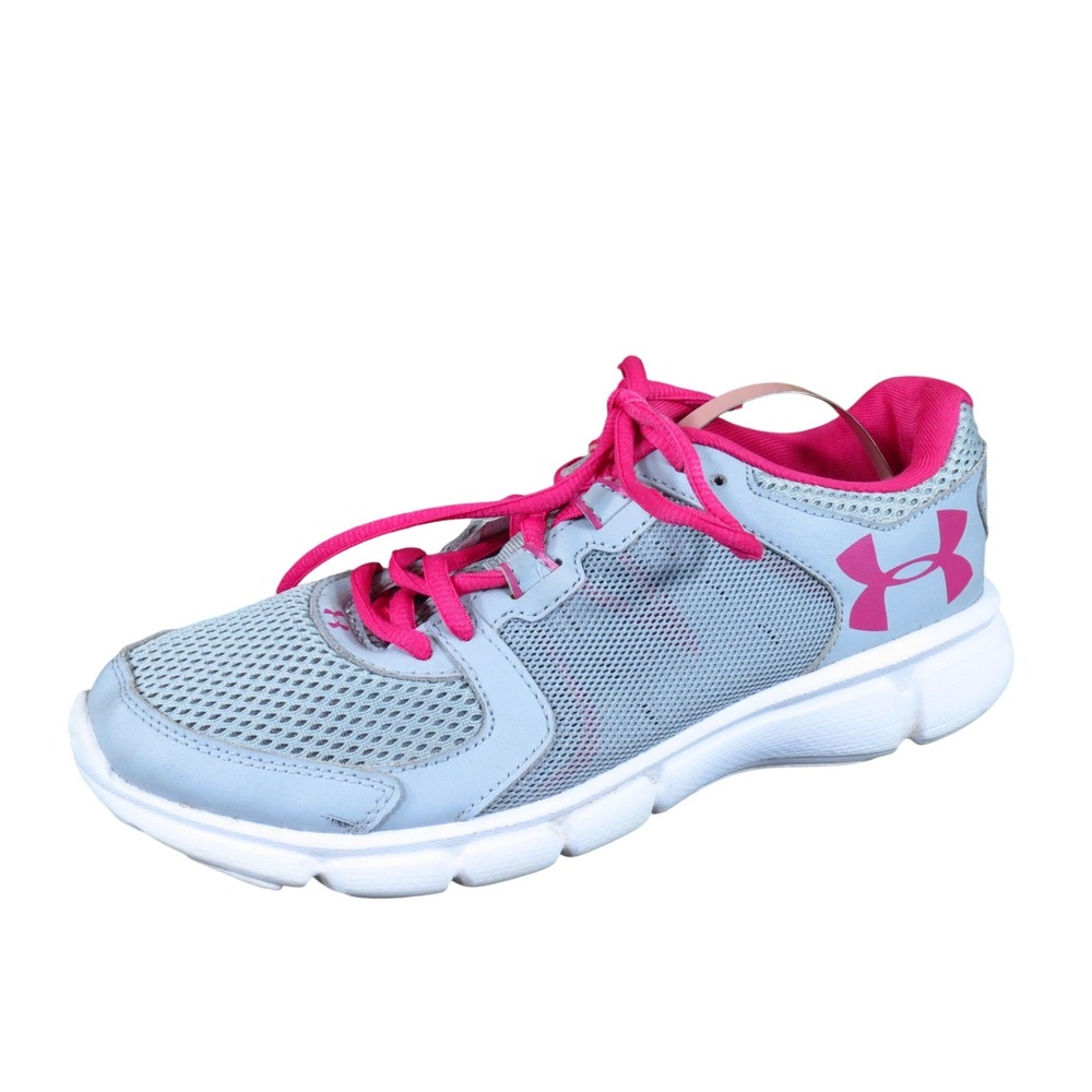 Under Armour Thrill 2 Women Running Shoe Size 7 Athletic‎ Gym Gray Pink 1273956